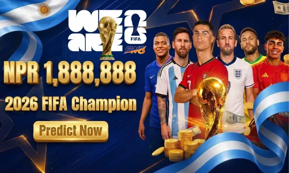FW8 2026 FIFA World Cup champion prediction, NPR 1,888,888 prize pool, Nepal