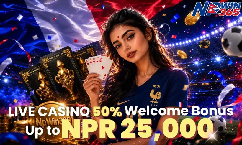 NPwin365 50% live casino welcome bonus up to NPR 25,000 in Nepal